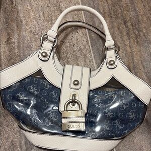 GUESS White and Blue Women's Bag